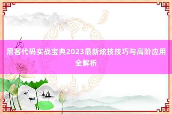 黑客代码实战宝典2023最新炫技技巧与高阶应用全解析